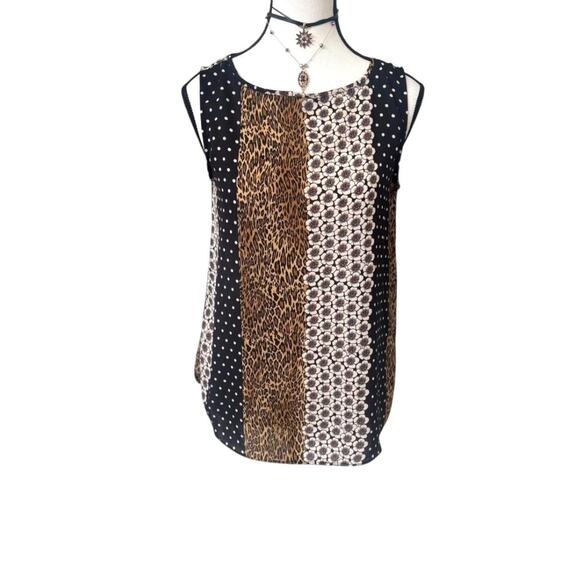 Y2K‎ VTG. RETRO LEOPARD GRAPHIC PREMISE BLOUSE TOP S/M - Picture 1 of 7